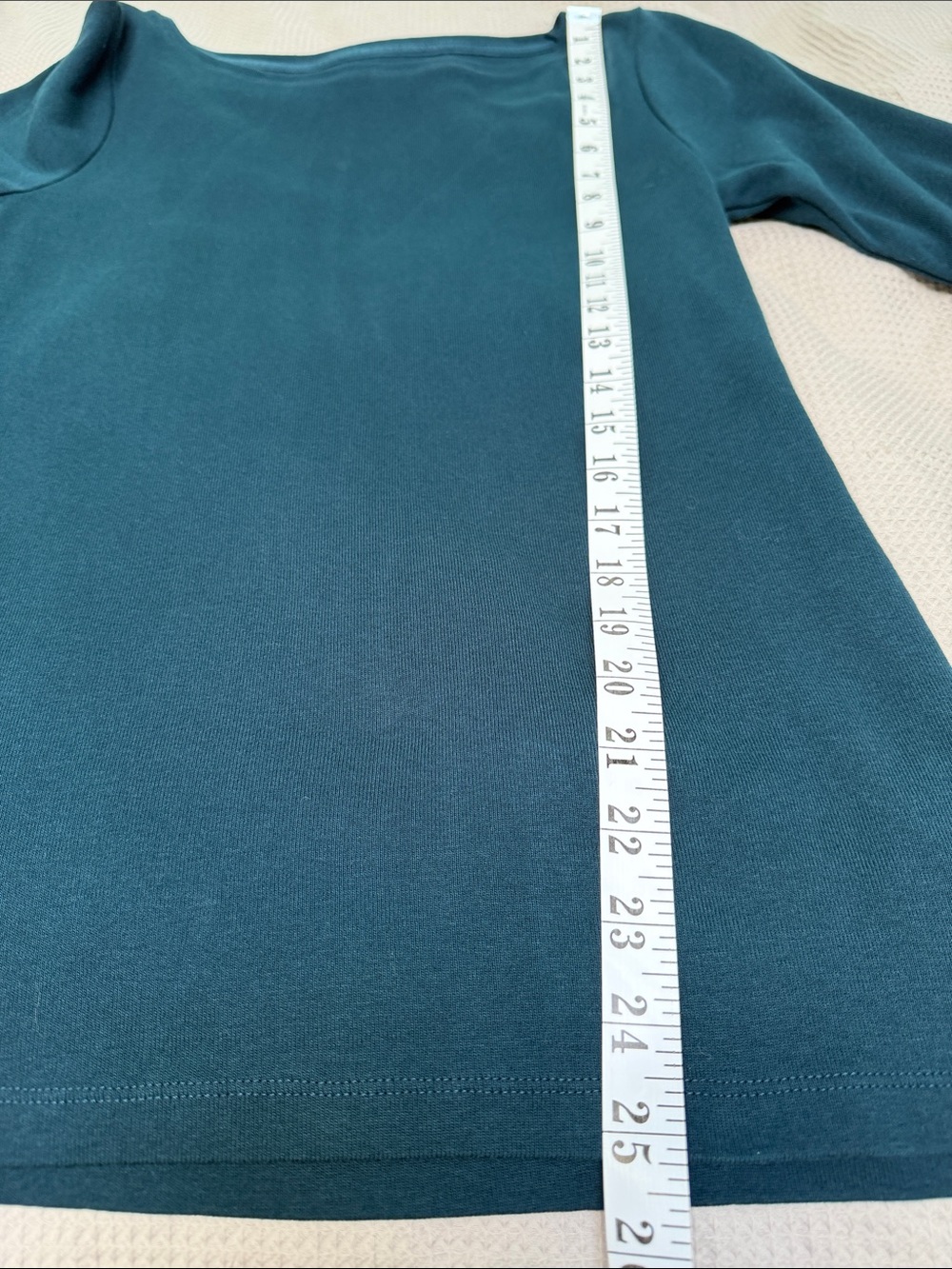 Segments sz L 100% cotton Made in Canada teal 3/4 sleeve top